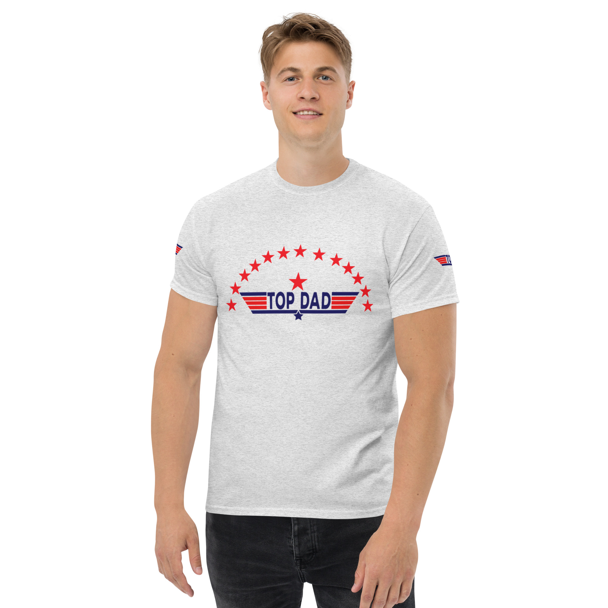 TOP DAD WITH STARS and Sleeve Badge - Men's classic tee Size S to 5XL for the BIG Man