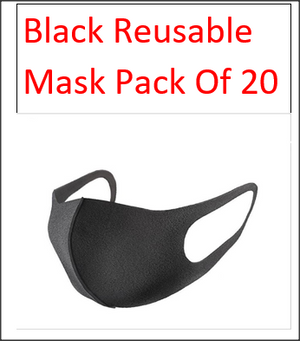 Fashion Mask-Black Reusable Mask Pack Of 20