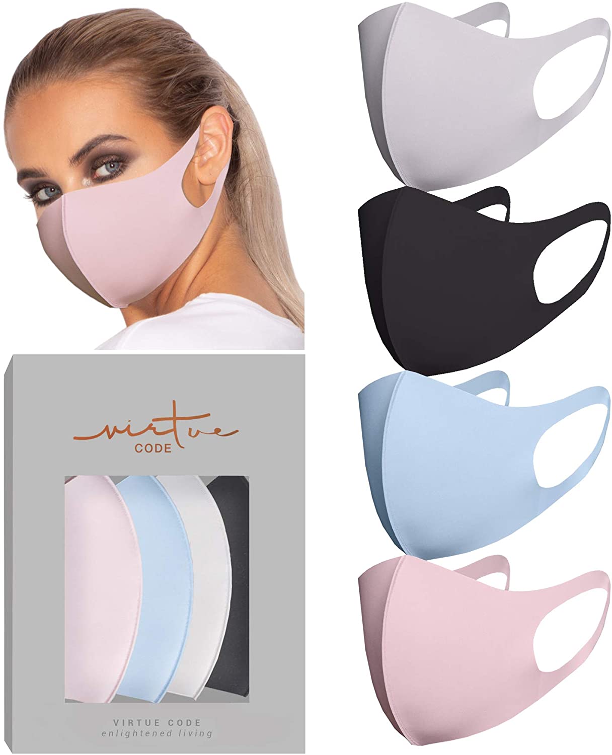 VIRTUE CODE Second Skin Cloth Face Mask Pack of 4