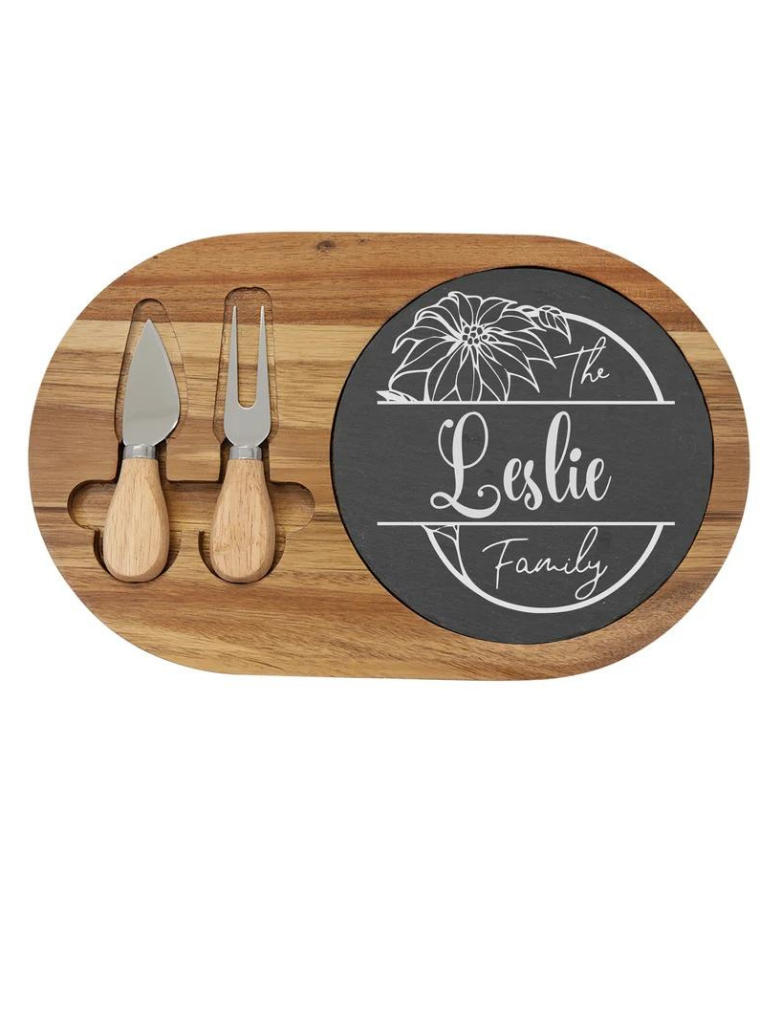 Personalized Cheese board set, Cheese and Wine gift, Slate, Acacia Wood and Slate Cheese Set with tools , gift for her, slate cutting board product