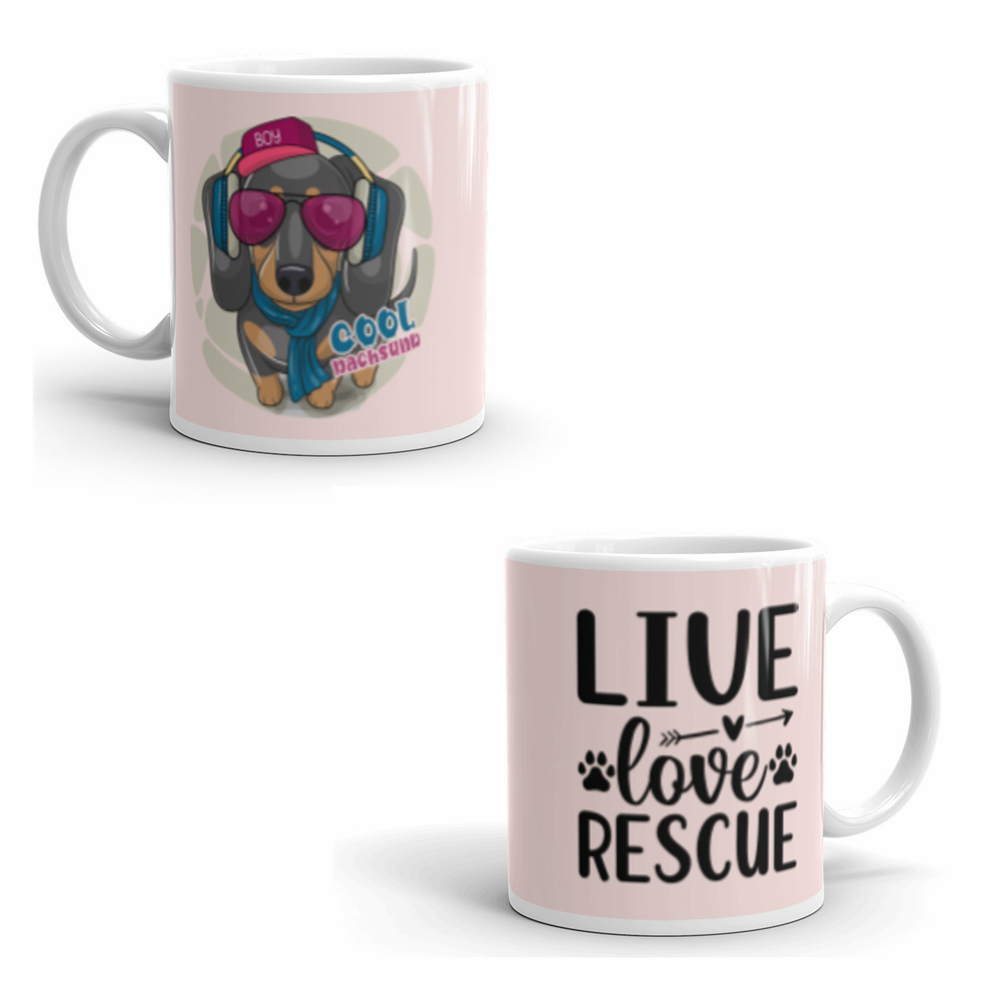 Cool Boy Mini Dachsie - Live Love Rescue Glossy Mug