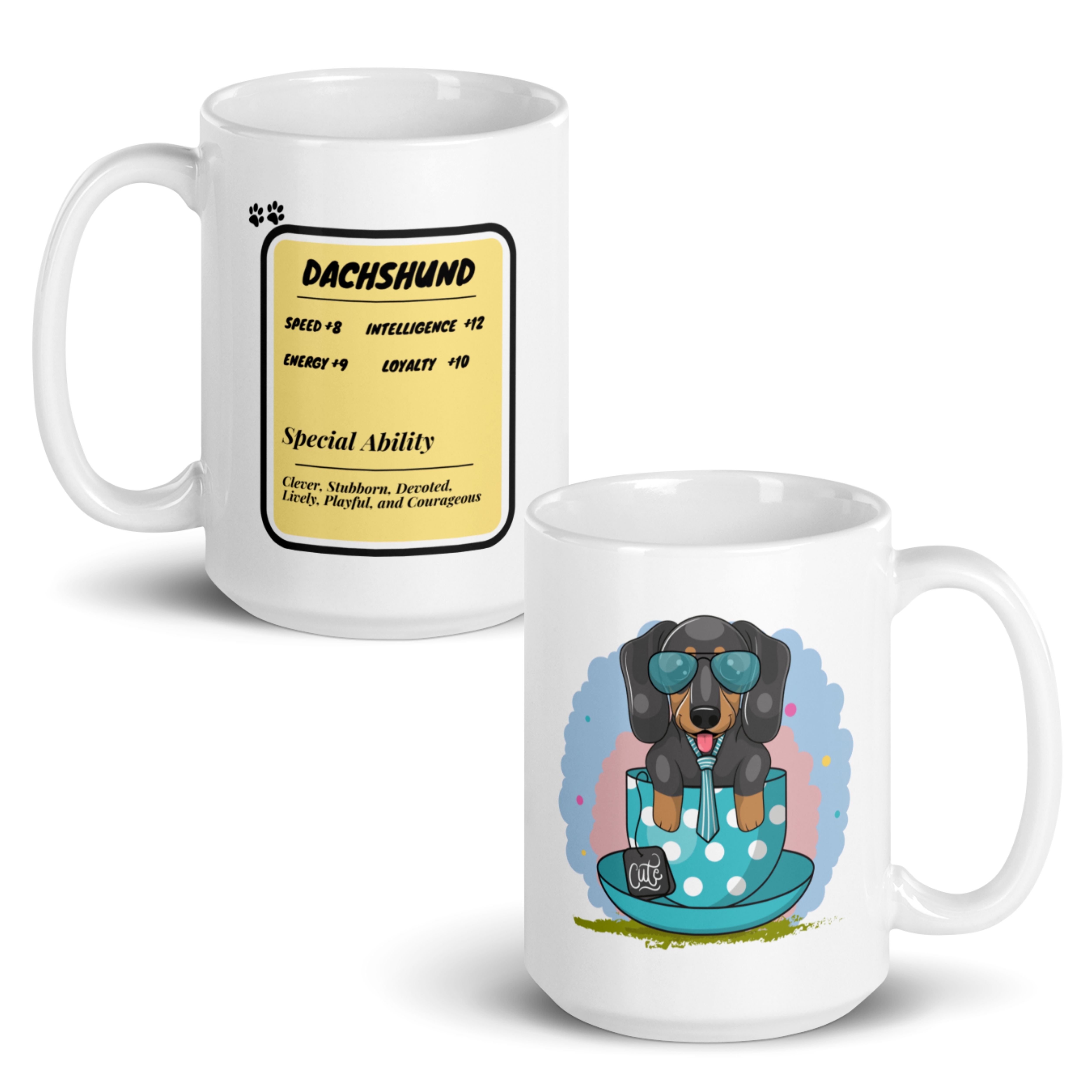 Cute Dachsie with Chart Glossy Mug